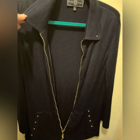 St John Sport Marie Gray full zip cardigan black sz large‎ - Picture 8 of 9